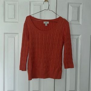 LOFT Women's Cable Knit Orange Sweater
